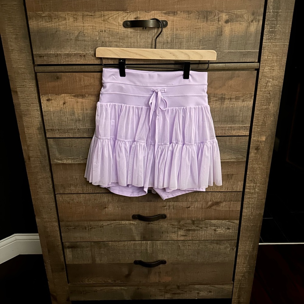 POPFLEX Purple Skort with Ruffled Hem and Elastic Waistband
